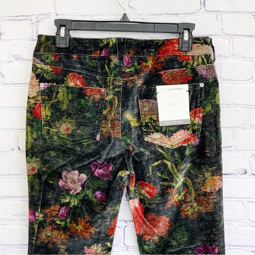 New Anthropologie Pilcro Velvet Floral Pants High Rise Skinny Ankle Size 27 - Picture 7 of 11